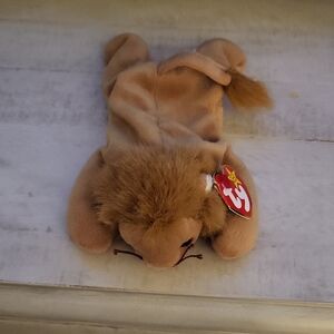 Ty Beanie Baby "Roary" Brown Plush Lion with Fluffy Mane